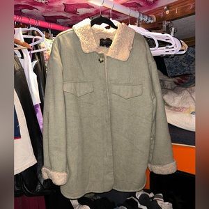 Green jacket fake wool lining